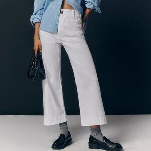 Anthropologie MAEVE The Colette Denim Cropped Wide-leg Jeans By In White, 29P